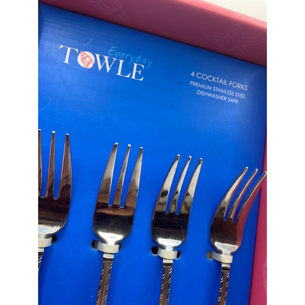 Everyday‎ Towle Antigua Frost Cocktail Forks 4 Piece Stainless Steel Coastal Set